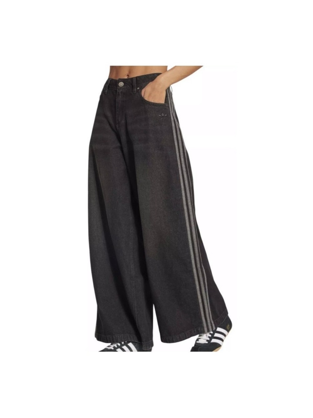 Adidas Black Denim Stripe Detail Jeans
